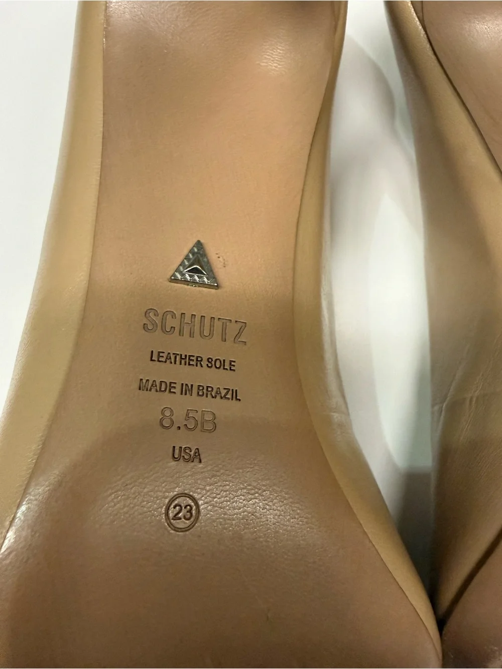 SCHUTZ Nude Pointed Toe Leather Pumps 8.5